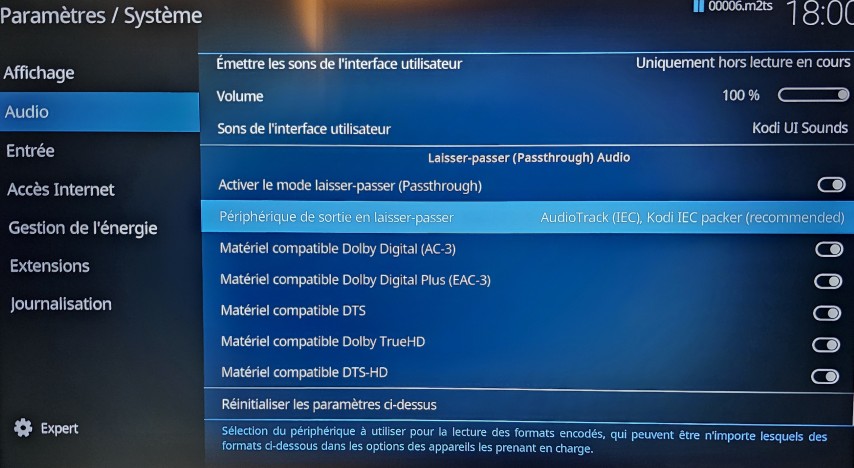 Kodi réglages audio 2